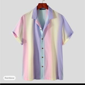 Men’s rainbow multi color ERAS TOUR (taylor swift) button up shirt - never worn